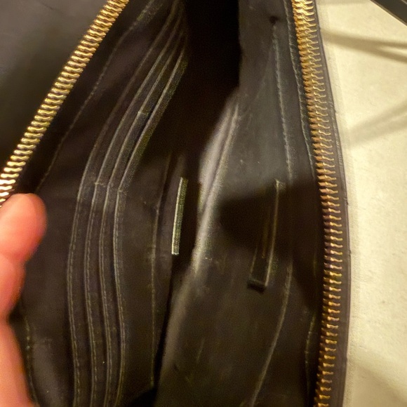 Authentic Saint Laurent Black Quilted Leather Clutch with Gold YSL Logo - Picture 7 of 16